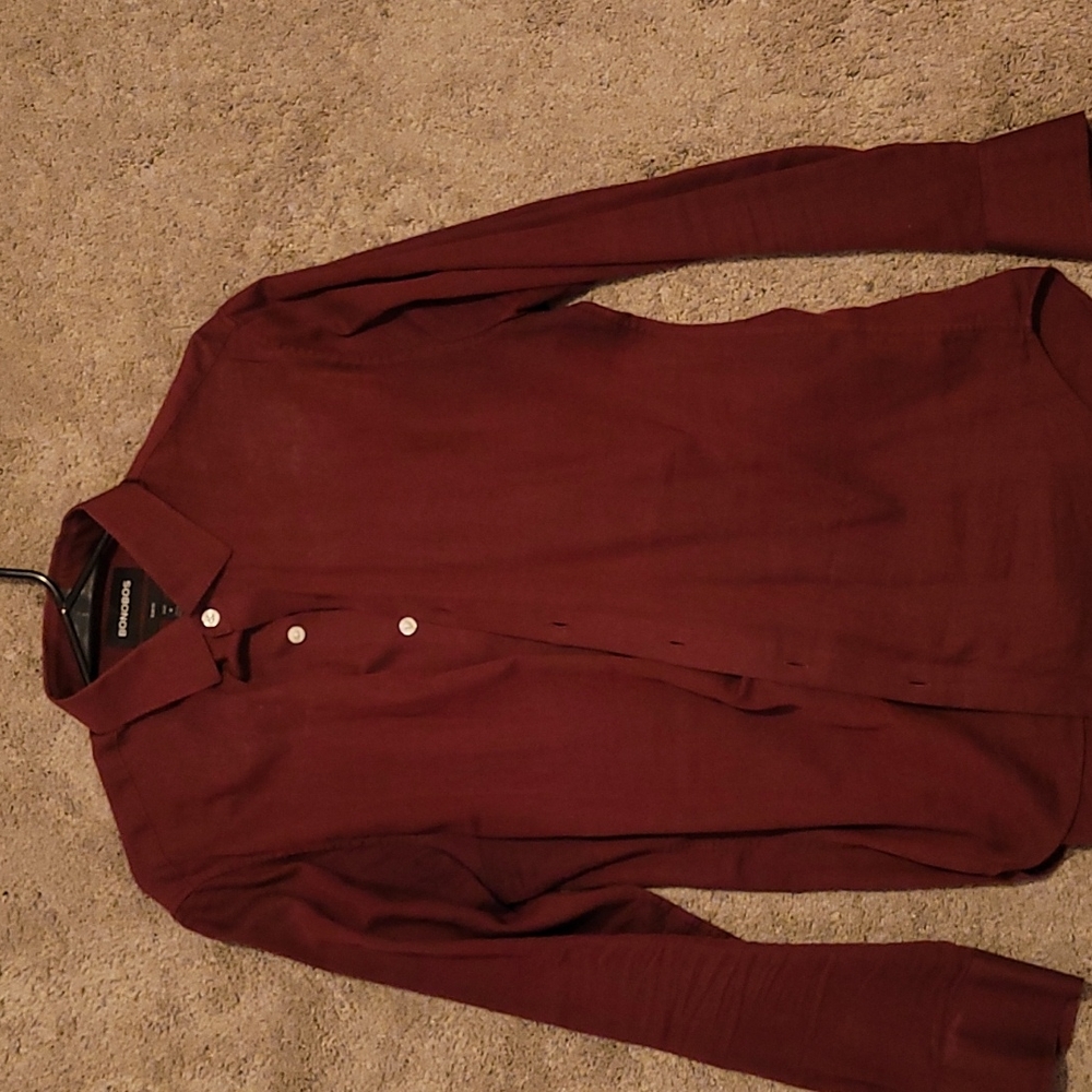 Bonobos-Slim Fit- Medium button up dress shirt, maroon and light blue,